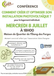 Conf�rence : cr�er et optimiser son installation photovolta�que