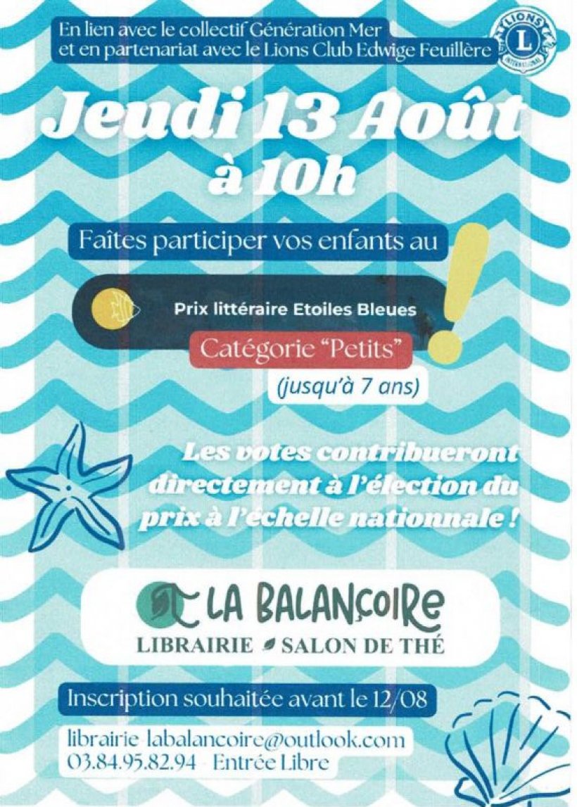 �lection prix litt�raire �toiles Bleues