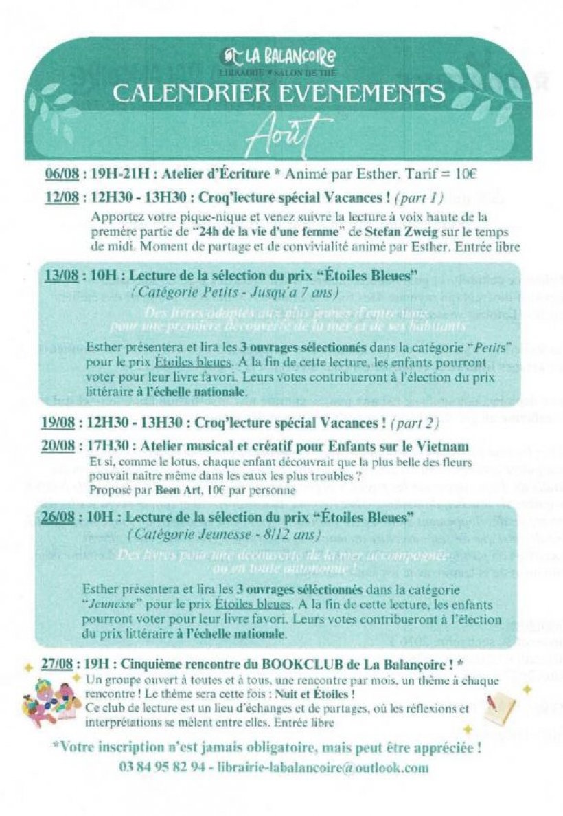 Programme de la Librairie La Balan�oire
