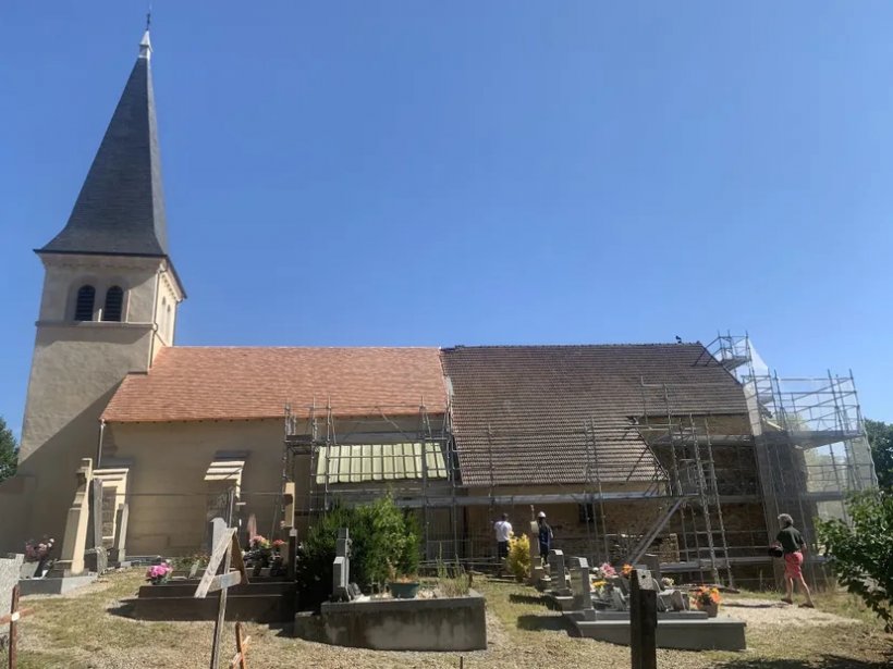 Visite du chantier de l'�glise Saint-Etienne de Ch�tel