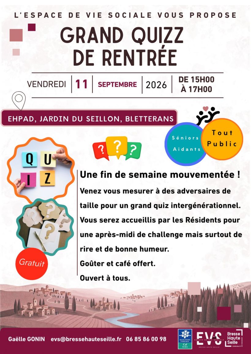 GRAND QUIZZ DE LA RENTRÉE - Bletterans (Soirées / Animations - Jura ...