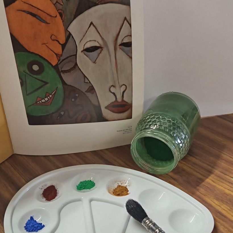 Atelier cr�ation de peinture � partir de pigments