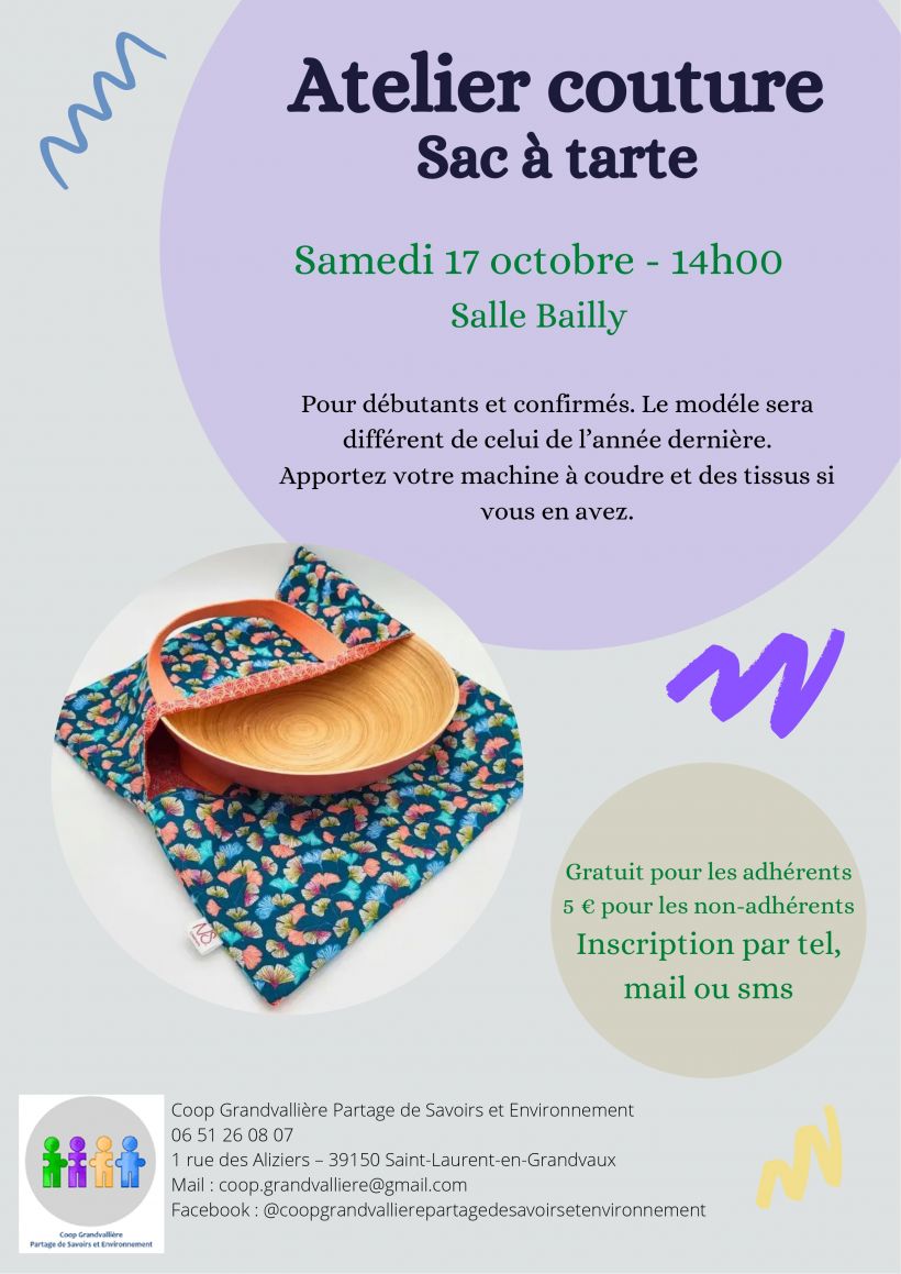 Atelier couture : sac à tartes