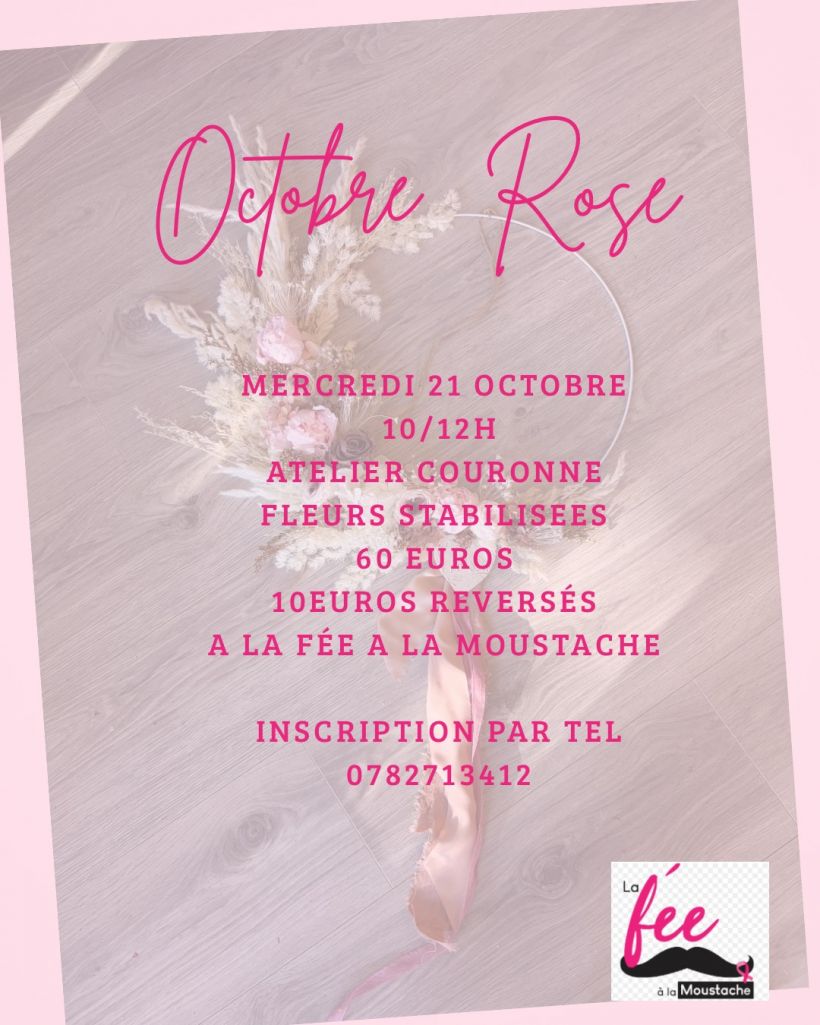 Octobre Rose / atelier couronnes de fleurs