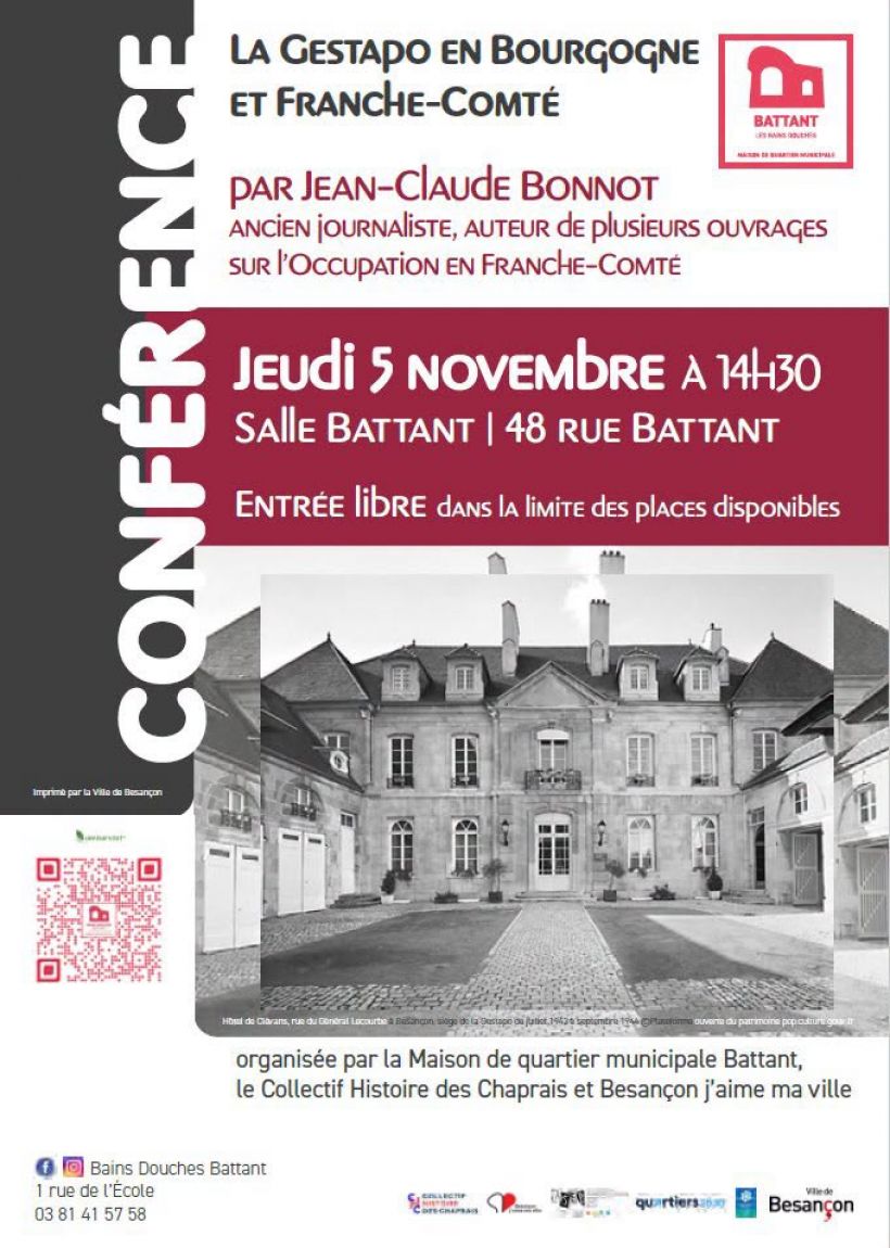 Conférence : La Gestapo en Bourgogne Franche-Comté