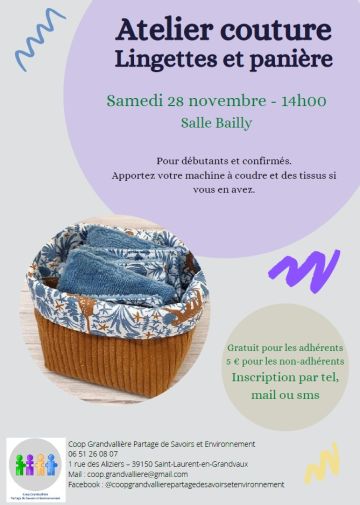Atelier couture - lingettes & panière
