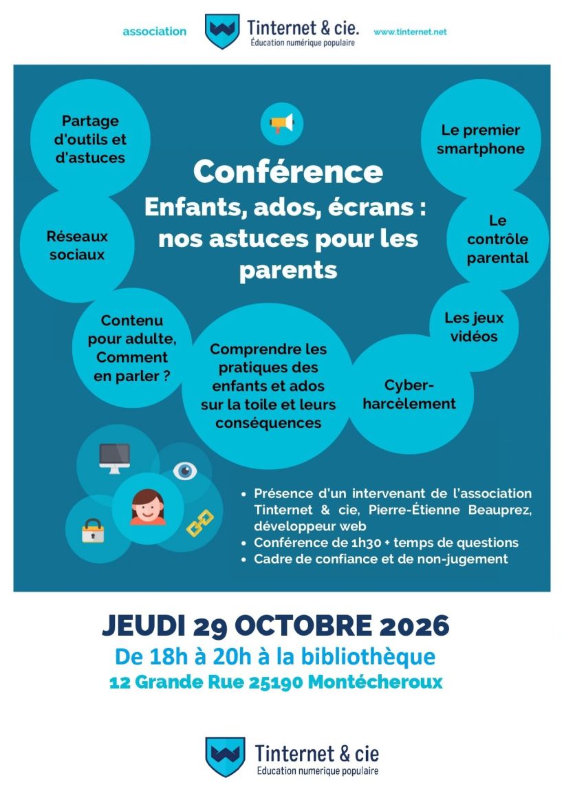 Conférence : ENFANTS, ADOS, éCRANS, nos astuces pour les parents