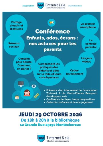 Conférence : ENFANTS, ADOS, éCRANS, nos astuces pour les parents