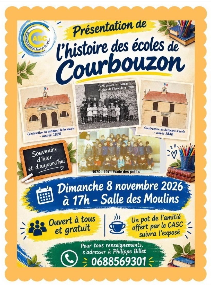 Présentation de l'histoire des écoles de Courbouzon
