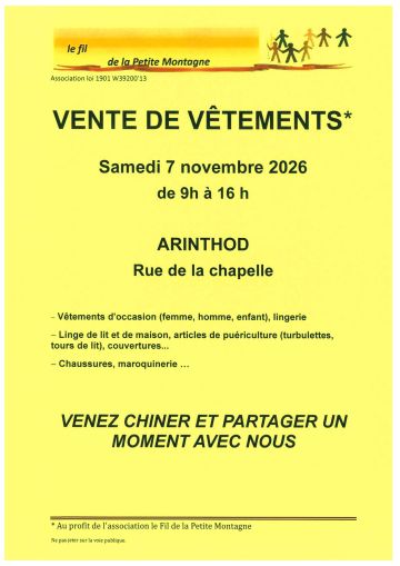 VENTE DE VÊTEMENTS D'OCCASION