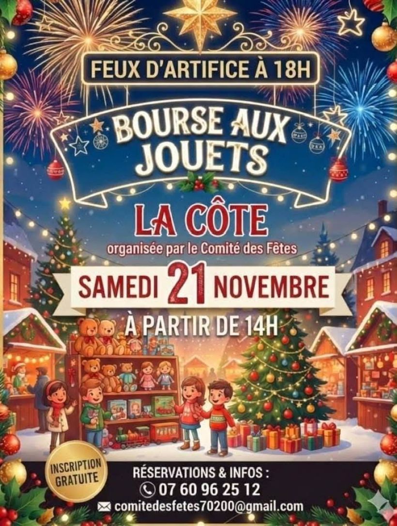 Bourse aux jouets et feu d'artifice