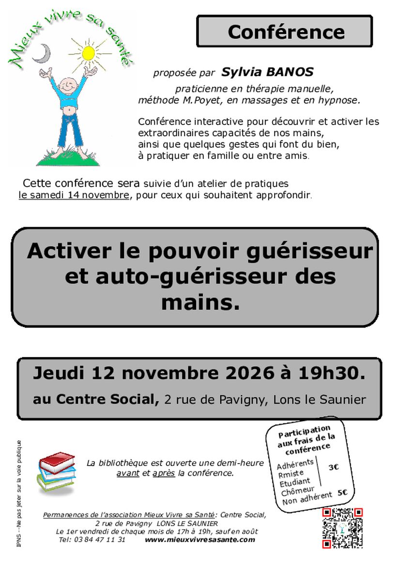 Conférence : Activer le pouvoir guérisseur et auto-guérisseur des mains