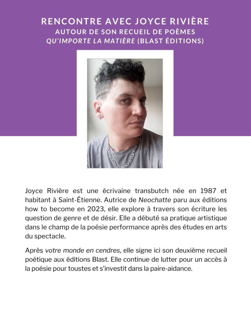 Rencontre littéraire avec Joyce Rivière