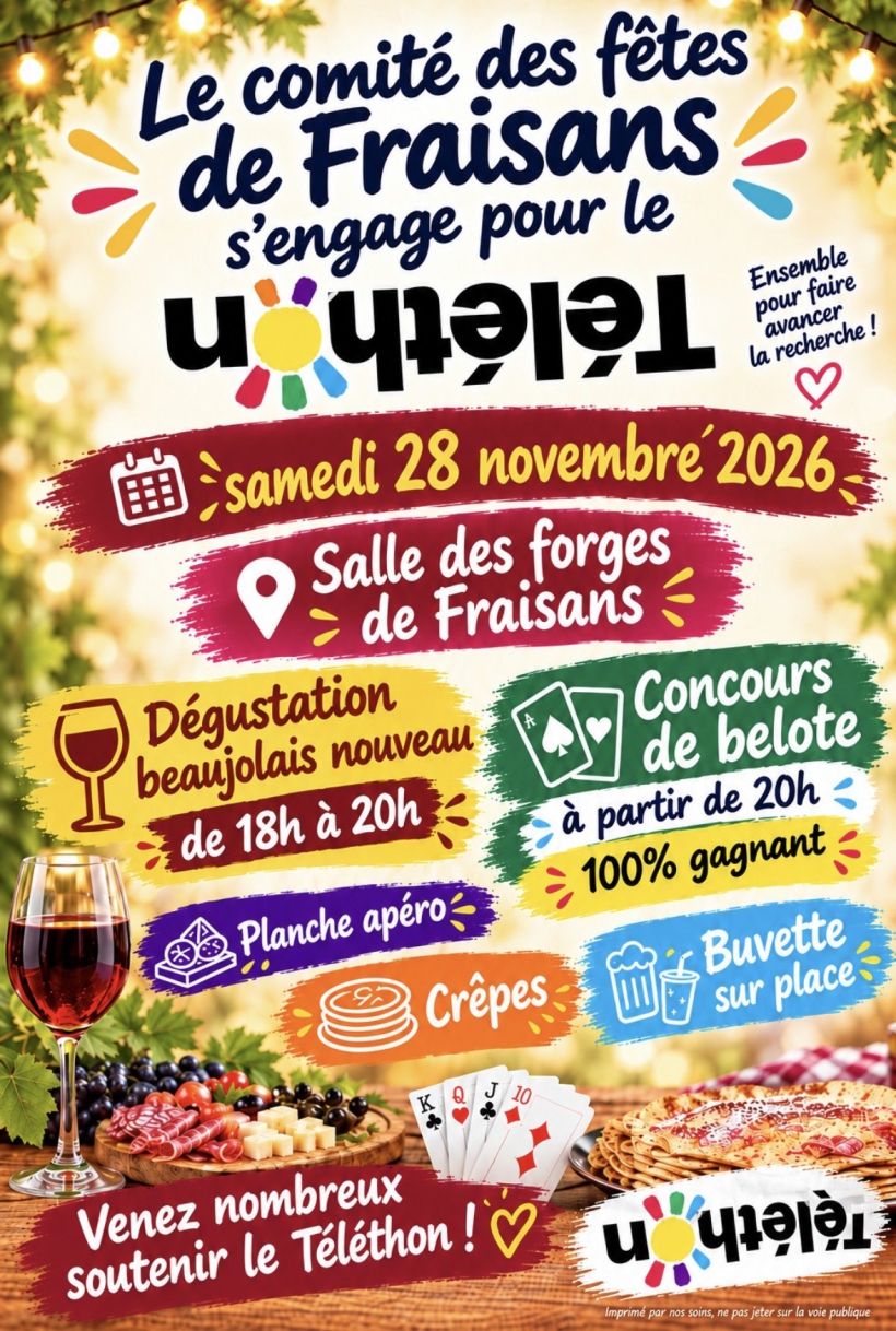 Téléthon : belote et beaujolais nouveau