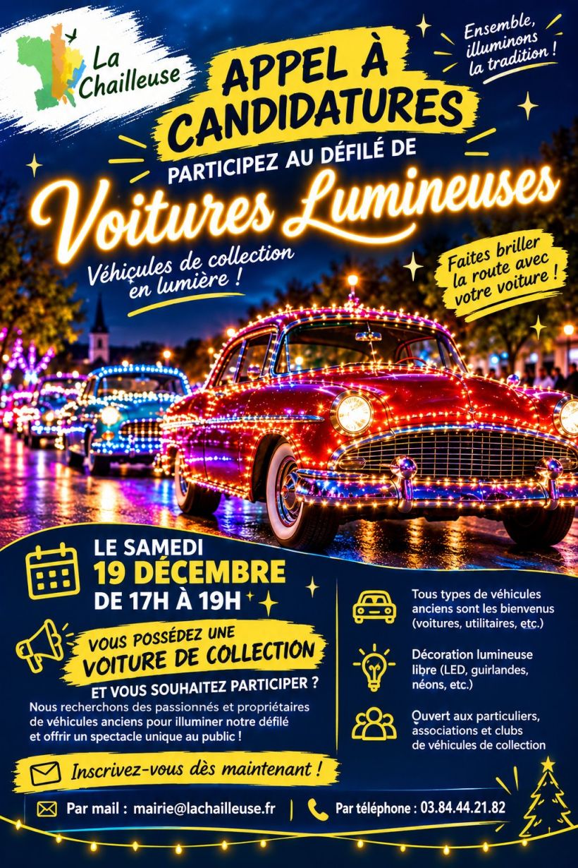 défilé de voitures lumineuses