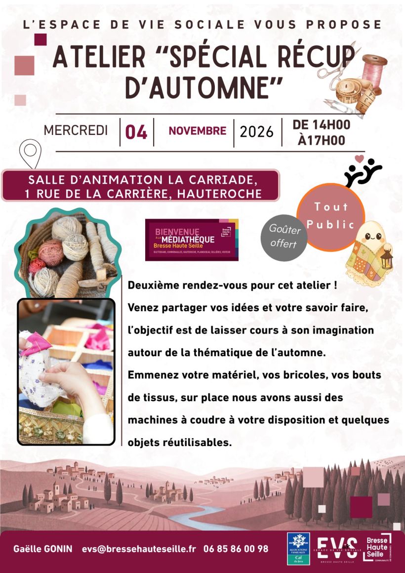 ATELIER SPÉCIAL RÉCUP D'AUTOMNE